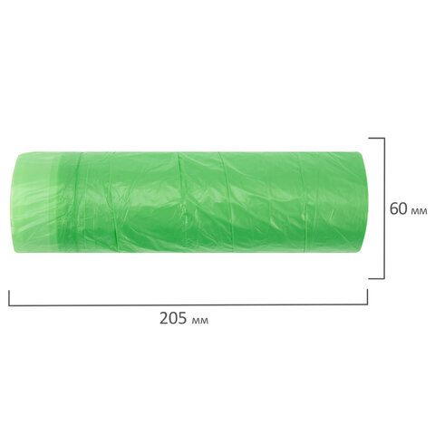 Мешки для мусора зеленые биоразлагаемые с завязками 60 л, в рулоне 15 шт., прочные, ПНД 18 мкм, 60x70 см, LAIMA, 702660 - фото 5