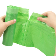 Мешки для мусора зеленые биоразлагаемые с завязками 60 л, в рулоне 15 шт., прочные, ПНД 18 мкм, 60&times;70 см, LAIMA, 702660