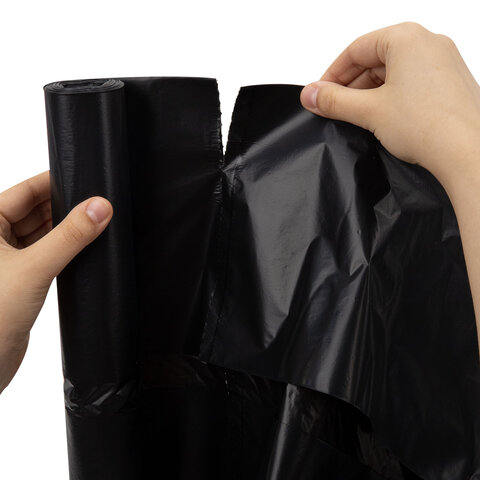 Мешки для мусора 120 л, черные в рулоне 10 штук, ПВД 43 мкм, 70x110 см, WBZ (ВБЗ), 702665 - фото 4