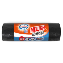 Мешки для мусора 120 л, черные, в рулоне 10 штук, особо прочные, ПВД 50 мкм, 70&times;110 см, серия ULTRA, BOOMHOUSE (БУМХАУС), 702666