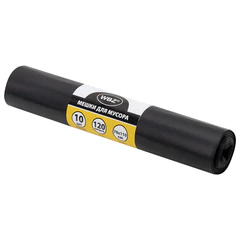 Мешки для мусора 120 л, черные в рулоне 10 штук, ПВД 80 мкм, 70x110 см, WBZ (ВБЗ), 702667