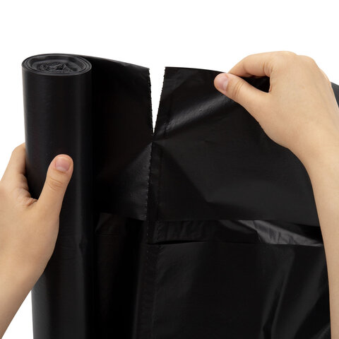 Мешки для мусора 120 л, черные в рулоне 10 штук, ПВД 80 мкм, 70x110 см, WBZ (ВБЗ), 702667 - фото 4