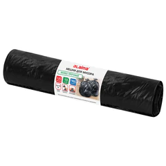 Мешки для мусора 120 л, черные, в рулоне 10 штук, особо прочные, ПВД 65 мкм, 70x110 см, LAIMA, 702672