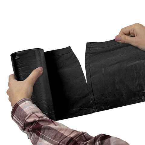 Мешки для мусора 160 л, черные, в рулоне 10 штук, прочные, ПВД 45 мкм, 90x110 см, LAIMA, 702674 - фото 3