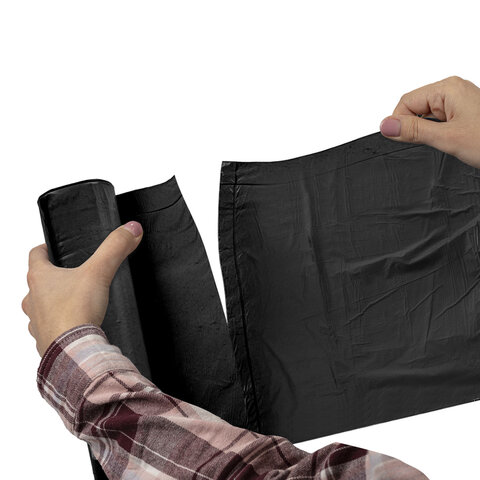 Мешки для мусора 160 л, черные, в рулоне 10 штук, особо прочные, ПВД 70 мкм, 90x110 см, LAIMA, 702675 - фото 3