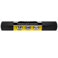 Мешки для мусора 240 л, черные в рулоне 10 штук, ПВД 50 мкм, 88x130 см, WBZ, 702680