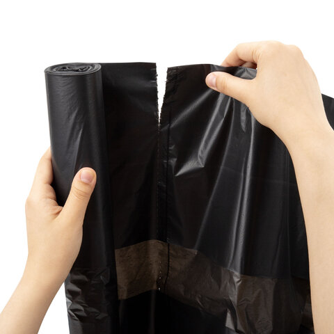 Мешки для мусора 240 л, черные в рулоне 10 штук, ПВД 50 мкм, 88x130 см, WBZ (ВБЗ), 702680 - фото 4