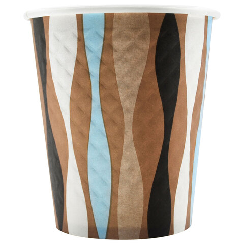 Стакан одноразовый бумажный 250/280 мл, диаметр 80 мм, конгрев/печать, "Волна", КОМПЛЕКТ 50 шт., WELDAY (ВЭЛДЭЙ), 702698