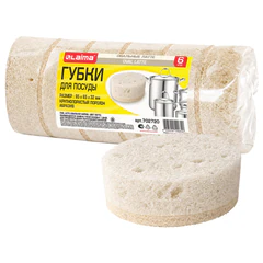 Губки для посуды 9,5&times;6,5&times;3,2 см, ОВАЛЬНЫЕ, КОМПЛЕКТ 6 штук, ПЕНОЭФФЕКТ, ПОРИСТЫЕ, &laquo;LATTE&raquo;, LAIMA, 702720