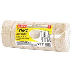 Губки для посуды 9,5&times;6,5&times;3,2 см, ОВАЛЬНЫЕ, КОМПЛЕКТ 6 штук, ПЕНОЭФФЕКТ, ПОРИСТЫЕ, &laquo;LATTE&raquo;, LAIMA, 702720