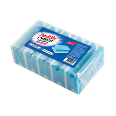 Губки бытовые 10&times;6,5&times;4,5 см, XXL, ПРОФИЛЬНЫЕ, КОМПЛЕКТ 5 штук, поролон/<wbr/>абразив, PERKLIN (ПЕРКЛИН), 702739