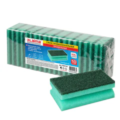 Губки бытовые 15&times;7&times;4,5 см, XXL, ПРОФИЛЬНЫЕ, КОМПЛЕКТ 10 штук, поролон/<wbr/>абразив, LAIMA PROFESSIONAL, 702741