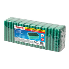 Губки бытовые 15&times;7&times;4,5 см, XXL, ПРОФИЛЬНЫЕ, КОМПЛЕКТ 10 штук, поролон/<wbr/>абразив, LAIMA PROFESSIONAL, 702741