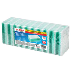Губки бытовые 15&times;7&times;4,5 см, XXL, ПРОФИЛЬНЫЕ, КОМПЛЕКТ 10 штук, поролон/<wbr/>щадящий абразив, LAIMA PROFESSIONAL, 702742