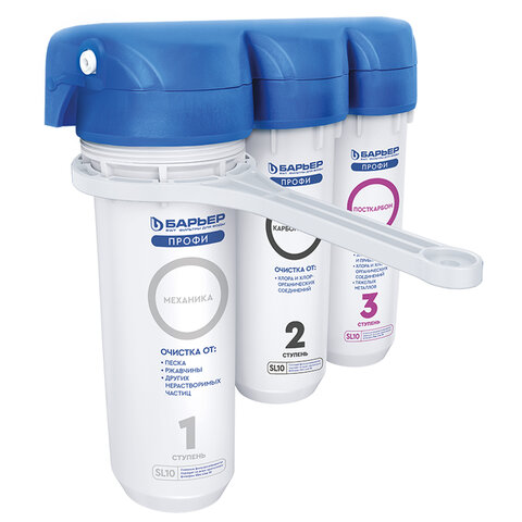 Фильтр для воды с краном в комплекте БАРЬЕР "ПРОФИ Стандарт", 3 ступени, ресурс 10000 л, Н113Р00