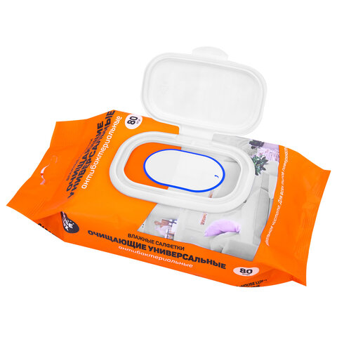 Салфетки влажные хозяйственные "УНИВЕРСАЛЬНЫЕ 6 в 1" 14,5х18 см, антибактериальные, 80 шт., HOUSE LUX, 10449 - фото 3