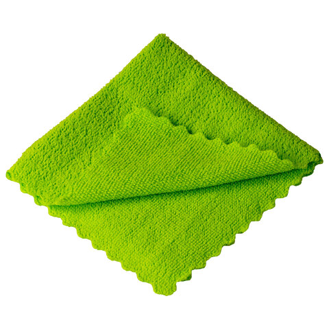 Салфетка из МИКРОФИБРЫ для стекол и зеркал 30х30 см, зеленая, 280 г/м2, Master FRESH - фото 2