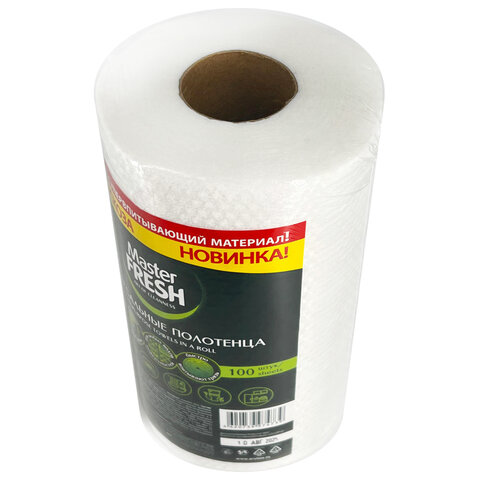 Универсальные полотенца в рулоне 100 шт., 20х25 см, 70% вискозы (спанлейс), MASTER FRESH - фото 3