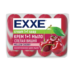 Мыло-крем туалетное 1+1 косметическое 300г EXXE КОМПЛЕКТ 4шт х75г, &laquo;Спелая вишня&raquo;, шк 81423
