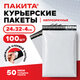 Курьерский пакет с клеевым краем, без кармана, КОМПЛЕКТ 100 шт., 24х32+4 см, ПВД 50 мкм, ПАКИТА, 703247