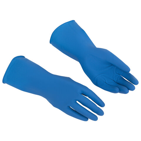 Перчатки VILEDA PROFESSIONAL многоцелевые латексные, МНОГОРАЗОВЫЕ, х/б напыление, ПРОЧНЫЕ, S (малый), синий, 174350