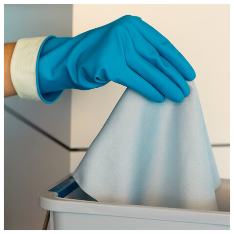 Перчатки VILEDA PROFESSIONAL многоцелевые латексные, МНОГОРАЗОВЫЕ, х/б напыление, ПРОЧНЫЕ, S (малый), синий, 174350 - фото 2