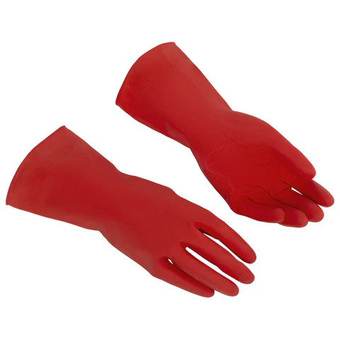 Перчатки VILEDA PROFESSIONAL многоцелевые латексные, МНОГОРАЗОВЫЕ, х/б напыление, ПРОЧНЫЕ, M (средний), красный, 174343