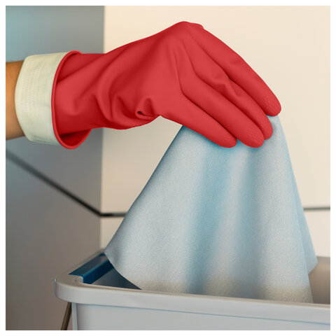 Перчатки VILEDA PROFESSIONAL многоцелевые латексные, МНОГОРАЗОВЫЕ, х/б напыление, ПРОЧНЫЕ, L (большой), красный, 174345 - фото 3