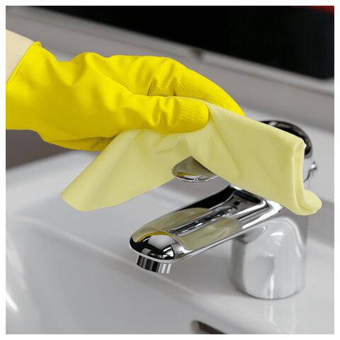 Перчатки VILEDA PROFESSIONAL многоцелевые латексные, МНОГОРАЗОВЫЕ, х/б напыление, ПРОЧНЫЕ, L (большой), желтый, 174375 - фото 2