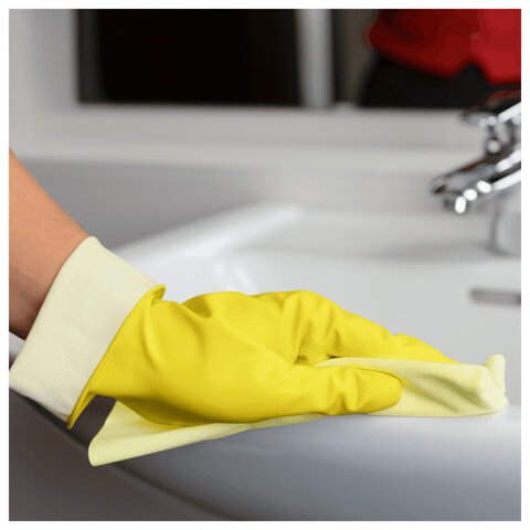 Перчатки VILEDA PROFESSIONAL многоцелевые латексные, МНОГОРАЗОВЫЕ, х/б напыление, ПРОЧНЫЕ, XL (очень большой), желтый, 174377 - фото 3