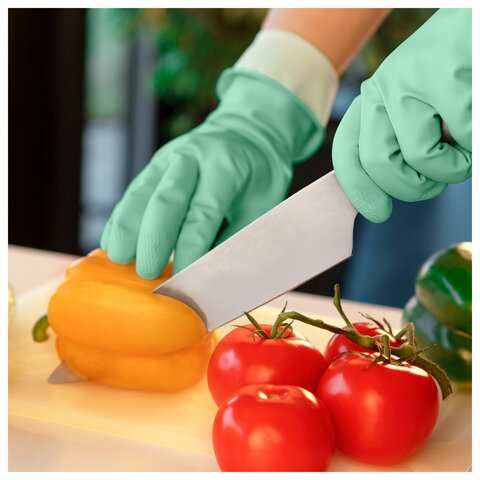 Перчатки VILEDA PROFESSIONAL многоцелевые латексные МНОГОРАЗОВЫЕ х/б напыление, ПРОЧНЫЕ, S (малый), зеленый, 174361 - фото 7