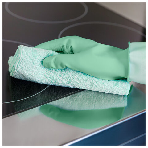 Перчатки VILEDA PROFESSIONAL многоцелевые латексные, МНОГОРАЗОВЫЕ, х/б напыление, ПРОЧНЫЕ, XL (очень большой), зеленый, 174367 - фото 3