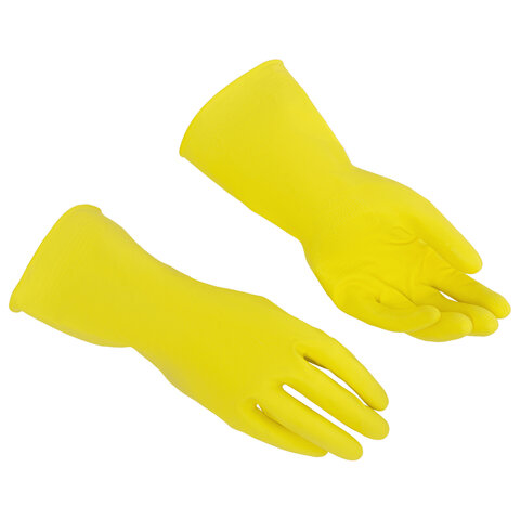 Перчатки VILEDA PROFESSIONAL "Контракт" латексные, МНОГОРАЗОВЫЕ, х/б напыление, размер S (малый), желтый, 174321