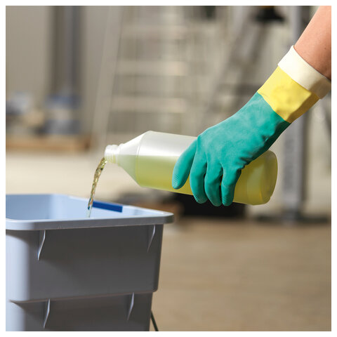 Перчатки VILEDA PROFESSIONAL латекс/неопрен, МНОГОРАЗОВЫЕ, х/б напыление, СВЕРХПРОЧНЫЕ, S (малый), зеленый/желтый, 174303 - фото 2