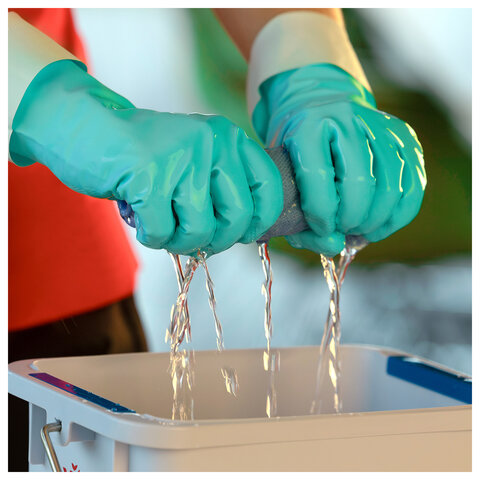 Перчатки VILEDA PROFESSIONAL нитриловые, МНОГОРАЗОВЫЕ, универсальные, антиаллергенные, S (малый), зеленый, 174379 - фото 4