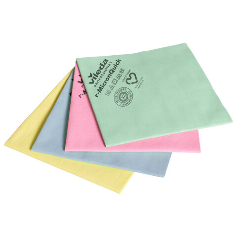 Салфетки VILEDA PROFESSIONAL "МикронКвик" КОМПЛЕКТ 5 шт., микроволокно, синий, 38х40 см, 170635 - фото 5