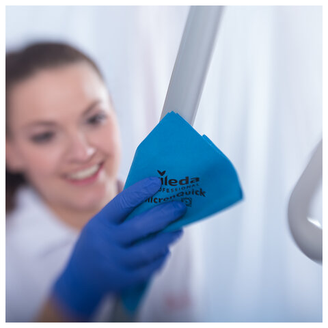 Салфетки VILEDA PROFESSIONAL "МикронКвик" КОМПЛЕКТ 5 шт., микроволокно, синий, 38х40 см, 170635 - фото 2