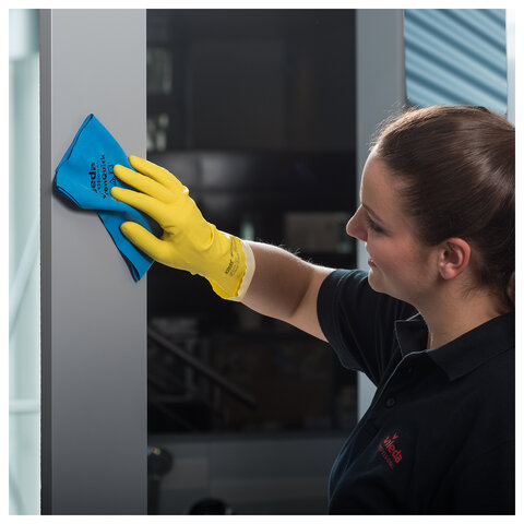 Салфетки VILEDA PROFESSIONAL "МикронКвик" КОМПЛЕКТ 5 шт., микроволокно, синий, 38х40 см, 170635 - фото 4