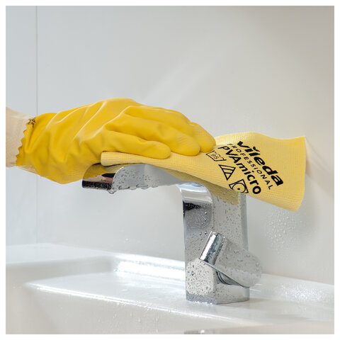 Салфетки VILEDA PROFESSIONAL "ПВАмикро" КОМПЛЕКТ 5 шт., искусственная замша, желтый, 35х38 см, 143592 - фото 4