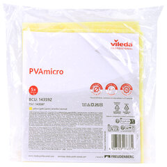 Салфетки VILEDA PROFESSIONAL &laquo;ПВАмикро&raquo;, КОМПЛЕКТ 5 шт., искусственная замша, желтый, 35&times;38 см