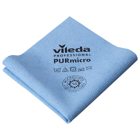 Салфетки VILEDA PROFESSIONAL "ПУРмикро Актив" КОМПЛЕКТ 5 шт., супервпитывание, микроволокно, синий, 38х35 см, 174046