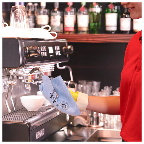 Салфетки VILEDA PROFESSIONAL "ПУРмикро Актив" КОМПЛЕКТ 5 шт., супервпитывание, микроволокно, синий, 38х35 см, 174046 - фото 4