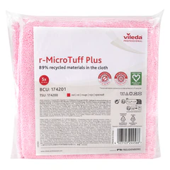 Салфетки VILEDA PROFESSIONAL &laquo;МикроТафф Плюс&raquo; КОМПЛЕКТ 5 шт., микрофибра, красный, 38&times;38 см, 174201