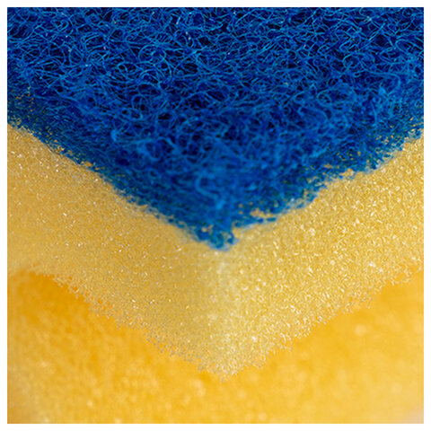 Губка VILEDA PROFESSIONAL профильная "Деликатная" 1 шт., желтая, СИНИЙ абразив, 16,5х13х5 см, 535895 - фото 3