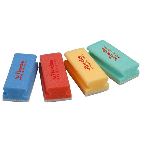 Губки VILEDA PROFESSIONAL профильные "Минимальная жесткость" КОМПЛЕКТ 10 шт., синие, БЕЛЫЙ абразив, 15х7х4,5 см, 102562 - фото 3