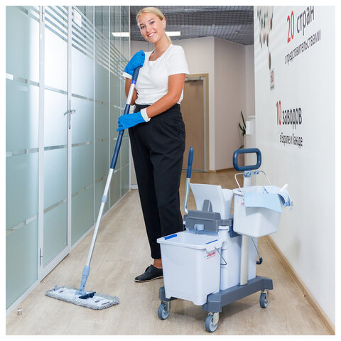 Швабра VILEDA PROFESSIONAL "УльтраСпид Про" КОМПЛЕКТ: держатель-флаундер 40 см, черенок 150 см + 4 МОПа, 166391 - фото 3