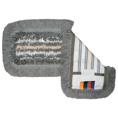 Насадка МОП плоская 40 см, VILEDA PROFESSIONAL "ТриоПлюс Комби", уши (ТИП УВ) микрофибра / хлопок, серый, 167295