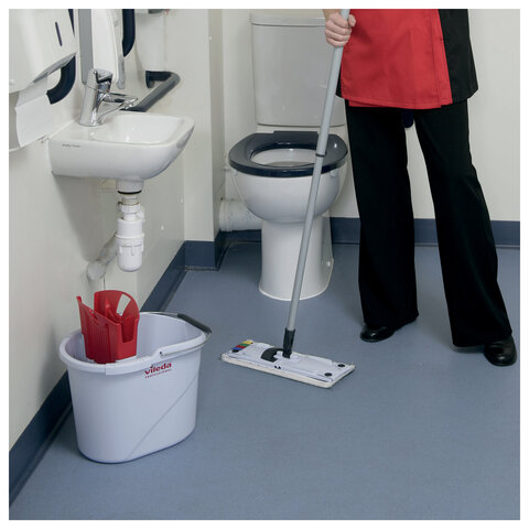Швабра с отжимом и ведром 10 л + черенок КОМПЛЕКТ, салфетки, перчатки, "СпидМини" VILEDA PROFESSIONAL, красный, 143567 - фото 2