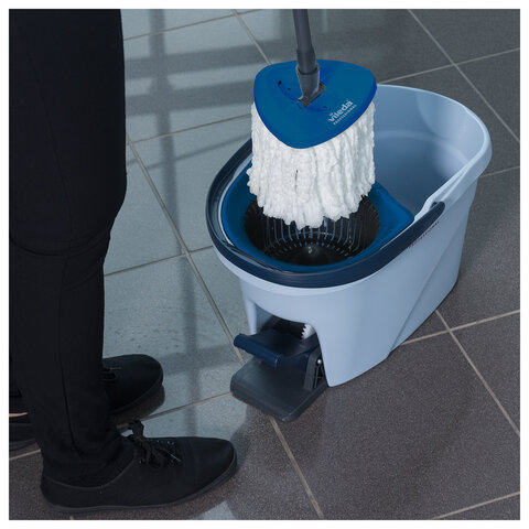 Швабра с отжимом и ведром 10л VILEDA PROFESSIONAL "УльтраСПИН Мини", отжим с педалью, насадка, синий 158010 - фото 4