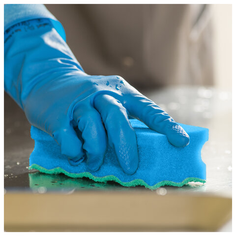 Губки VILEDA PROFESSIONAL профильные "ПурАктив" КОМПЛЕКТ 10 шт., БЕЗ ЦАРАПИН 14х6,3х4,5 см, синие, 123118 - фото 2